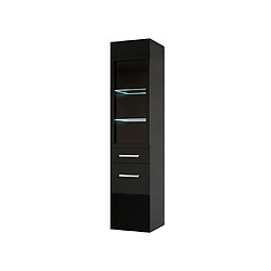 Vente-Unique Colonne de salle de bain noire avec Leds - L30 x l30 x H132 cm - LAURINO