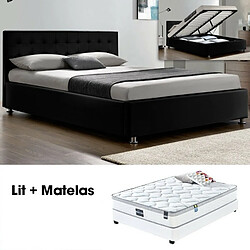 Meubler Design Lit Complet Capitole + Matelas Romance 140 Noir