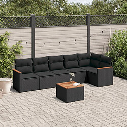 Maison Chic Ensemble Tables et chaises d'extérieur 7pcs avec coussins,Salon de jardin noir résine tressée -GKD123348