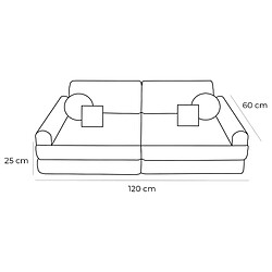 MeowBaby Pocket Sofa Plus, 120x25x60cm, Slimcord, Ecru