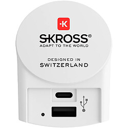 Adaptateur secteur skross europe vers sortie usb et usb-c blanc