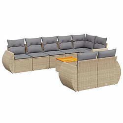 vidaXL Salon de jardin avec coussins 9 pcs beige résine tressée