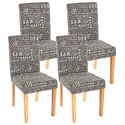 Mendler Lot de 4 chaises de séjour Littau ~ tissu gris words fabric, pieds clairs