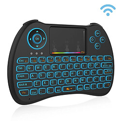 Wewoo Pour PC, TV Noir H9 2.4 GHz Mini Sans Fil Air Souris QWERTY Clavier avec Rétro-Éclairage Coloré et Touchpad