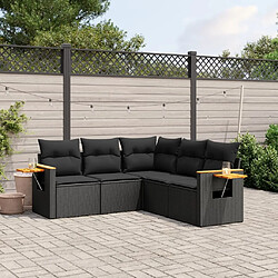 Maison Chic Ensemble de 5 Tables et chaises d'extérieur avec coussins,Salon de jardin noir résine tressée -GKD691499