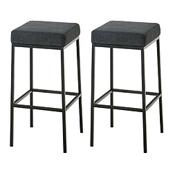 Decoshop26 Lot de 2 tabourets de bar avec repose-pieds design simple hauteur 80 cm en tissu gris foncé et métal noir 10_0004369 