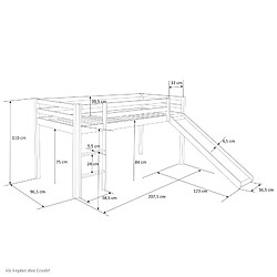 Homestyle4U Lit 90x200 enfant échelle toboggan tunnel pirates