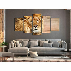 Paris Prix Tableau 5 Panneaux The King of Beasts Wide Orange 100 x 200 cm