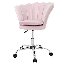 ML-Design Fauteuil de bureau à roulettes rose clair hauteur réglable chaise en velours 