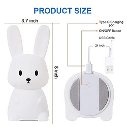 Universal Lapin Nightlight Baby Touch 7 Colors | USB Rechargeable Peut Timer Nightlight Lampe Décorative pour Enfants Décoration de Noël Chambre d'Enfants Cadeau d'Anniversaire, (Blanc)