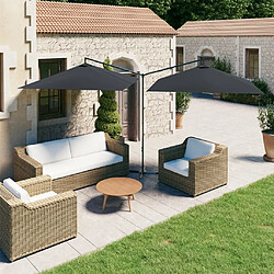 vidaXL Parasol de jardin double avec mât en acier anthracite 600x300cm