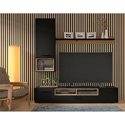 Acheter Bestmobilier Leolio - étagère suspendue - noir et bois - 47x129 cm