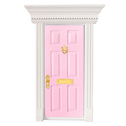 1:12 Maison De Poupées Fées Rose Porte En Bois Miniature Avec Du Matériel