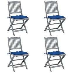 Maison Chic Lot de 4 Chaises pliables d'extérieur avec coussins | chaises de jardin | Fauteuil Relax Bois d'acacia -GKD79781