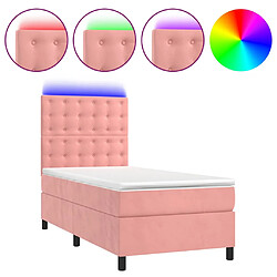 vidaXL Sommier à lattes de lit matelas et LED Rose 100x200 cm Velours