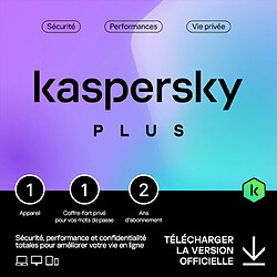 Kaspersky Plus - Licence 2 ans - 1 appareil - A télécharger 