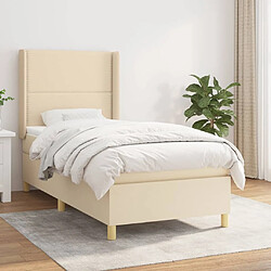 Maison Chic Structures de lit + matelas,Lit à sommier tapissier avec matelas Crème 100x200 cm Tissu -MN39098