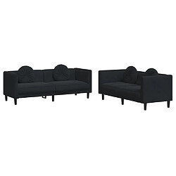 vidaXL Ensemble de canapés 2 pcs avec coussins noir velours