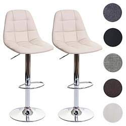 Mendler Lot de 2 tabourets de bar HWC-A67, chaise de bar tabouret de comptoir, certifié MVG ~ crème-beige, similicuir 