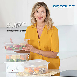 Aigostar Fitfoodie - Cuiseur vapeur électrique 0% BPA. Puissance de 800W, minuterie, 3 niveaux indépendants de cuisson. Cuisine saine. Design exclusif.