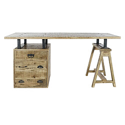 Pegane Meuble du bureau, table de bureau en bois de manguier coloris naturel et métal noir - longueur 160 x profondeur 80 x Hauteur 75 cm