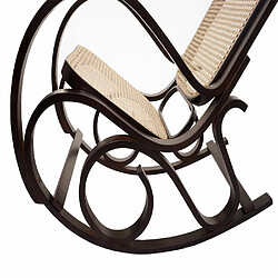 Mendler Rocking-chair fauteuil à bascule, couleur noyer, rotin