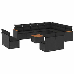 Maison Chic Salon de jardin avec coussins 13 pcs, Ensemble Tables et chaises de jardin, noir résine tressée -GKD700452