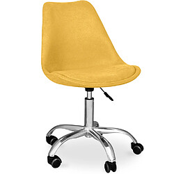 ICONIK INTERIOR Chaise de bureau rembourrée - avec roulettes - Tulip Jaune