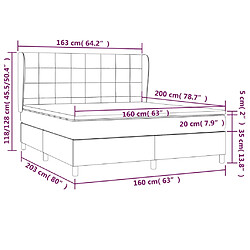 vidaXL Sommier à lattes de lit avec matelas Gris clair 160x200cm Tissu pas cher