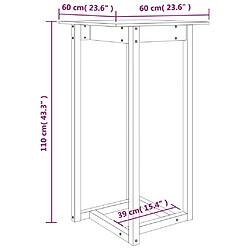 vidaXL Table de bar Gris 60x60x110 cm Bois massif de pin pas cher