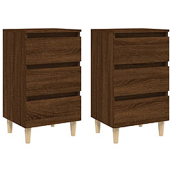 Maison Chic Lot de 2 Tables de chevet,Table de nuit,Table d'appoint pour salon pieds en bois - Chêne marron 40x35x69 cm -MN94821