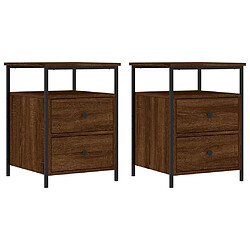 vidaXL Tables de chevet 2 pcs chêne marron 44x45x60 cm bois ingénierie