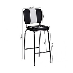 Mes Tabouret de bar 40x38x110 cm aspect cuir noir et blanc pas cher