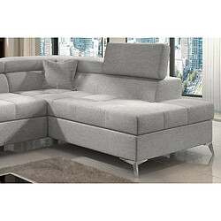 VENESETTI Canapé d'angle convertible - ERNEST - en tissu luxe 5 places, gris, angle droit (vu de face) pas cher