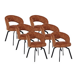 Vente-Unique Lot de 6 chaises pivotantes en tissu texturé et métal noir - Terracotta - MILEANE