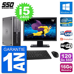 PC HP Compaq 6200 Pro SFF Ecran 19" i5-2400 RAM 16Go SSD 120Go Windows 10 Wifi - Occasion