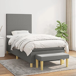 vidaXL Sommier à lattes de lit avec matelas Gris foncé 100x200cm Tissu