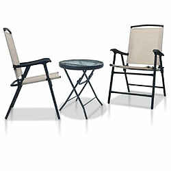 Maison Chic Table de bistro et chaises d'extérieur 3 pcs,Ensemble de bistro de jardin pour relax Crème Acier -GKD832890