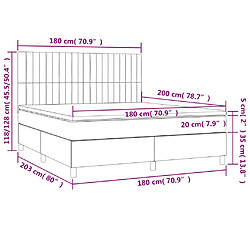 Acheter vidaXL Sommier à lattes de lit matelas et LED Gris clair 180x200 cm