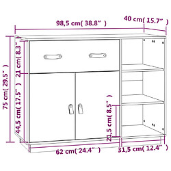 vidaXL Buffet Marron miel 98,5x40x75 cm Bois massif de pin pas cher