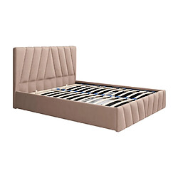 Lit coffre 160 x 200 cm - Velours - Beige + Matelas - LIDAMA de Pascal Morabito pas cher