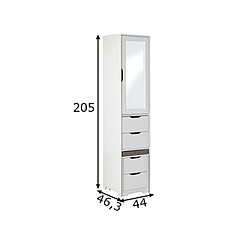 Pegane Armoire meuble de rangement en bois massif coloris blanc - Longueur 44 x Hauteur 205 x Profondeur 46.3 cm  pas cher