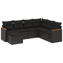 Maison Chic Ensemble Tables et chaises d'extérieur 7pcs avec coussins,Salon de jardin noir résine tressée -GKD976515