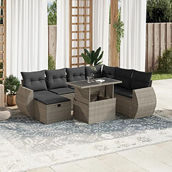 vidaXL Salon de jardin 8 pcs avec coussins gris clair résine tressée 