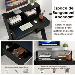 Avis Helloshop26 Bureau informatique avec rangement et support d'écran repose-pieds pour travailler réviser gaming noir 20_0004844