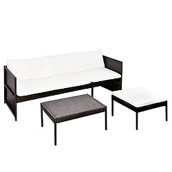 Acheter Maison Chic Mobilier de jardin à 3 places,Mobilier d'extérieur,table et chaises Résine tressée Marron -GKD538129