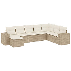 Maison Chic Salon de jardin avec coussins 8 pcs | Ensemble de Table et chaises | Mobilier d'Extérieur beige résine tressée -GKD33413