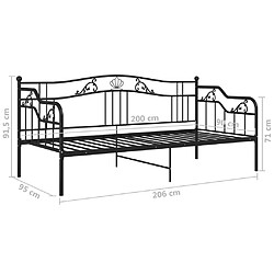 vidaXL Cadre de canapé-lit sans matelas noir métal 90x200 cm pas cher