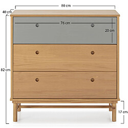 Avis Vs Venta-Stock Commode de nuit Magnus 3 tiroirs , bois massif , 80 cm Largeur