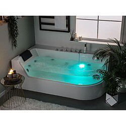 Beliani Baignoire d'angle droit blanche 170 x 80 cm avec LED ACUARIO